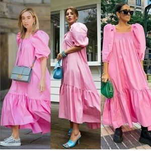 H&M Pink Poplin Maxi Dress S
